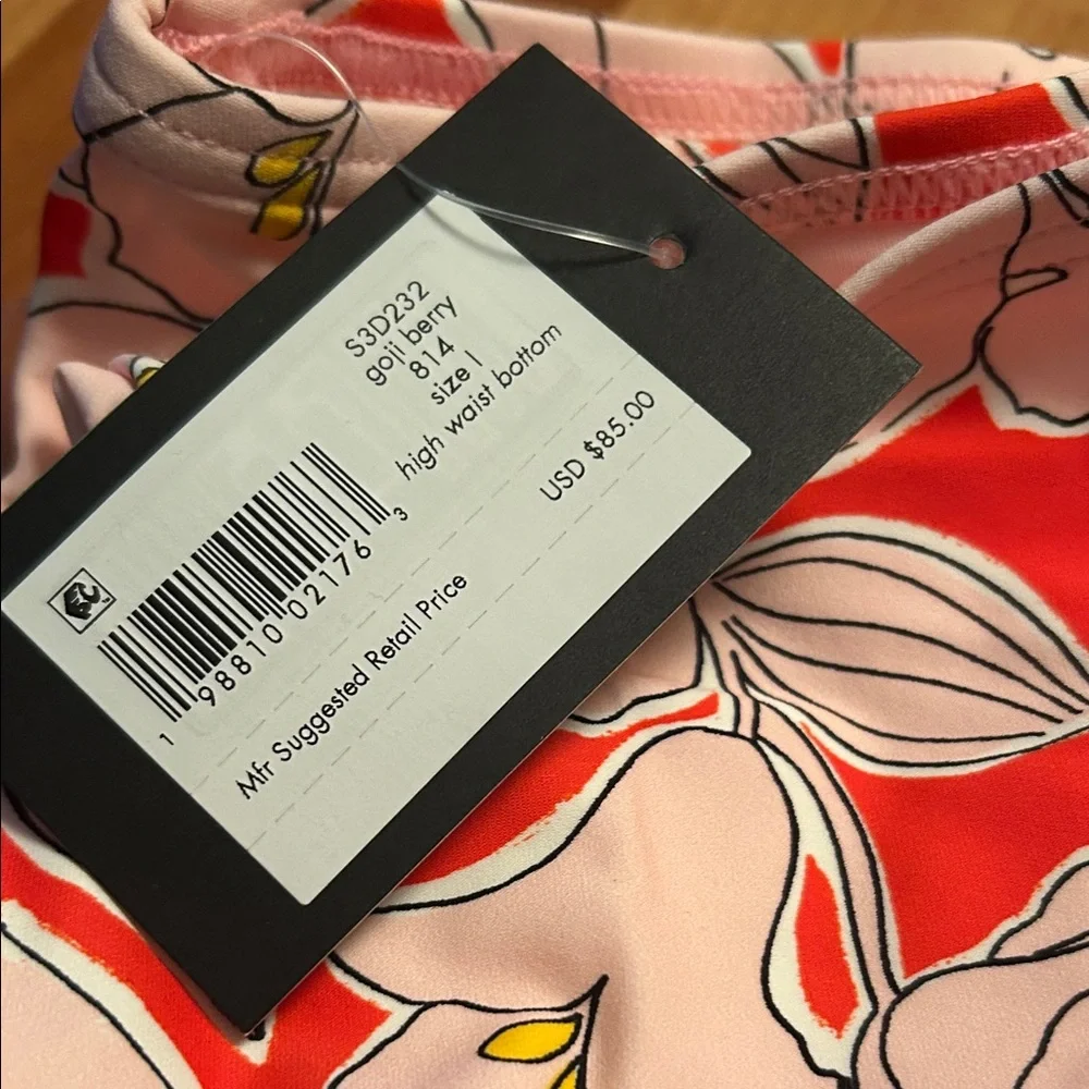 Kate Spade high waisted Pink and Orange Floral Bikini Bottom - Picture 3 of 7
